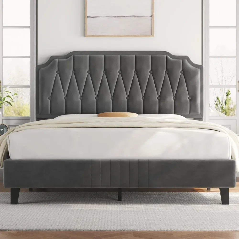 Velvet Upholstered Platform Bed