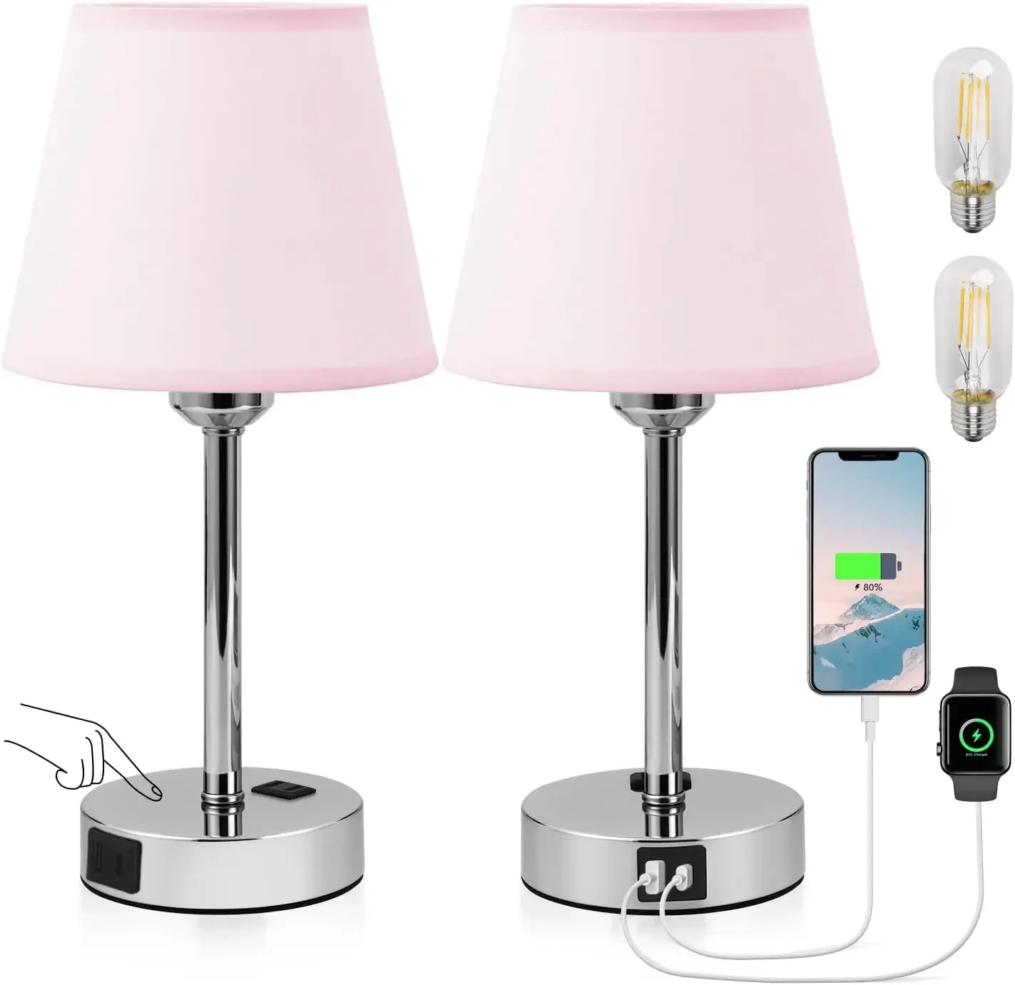 Set of 2  LED Charging Lamps