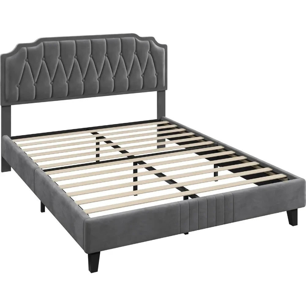 Velvet Upholstered Platform Bed