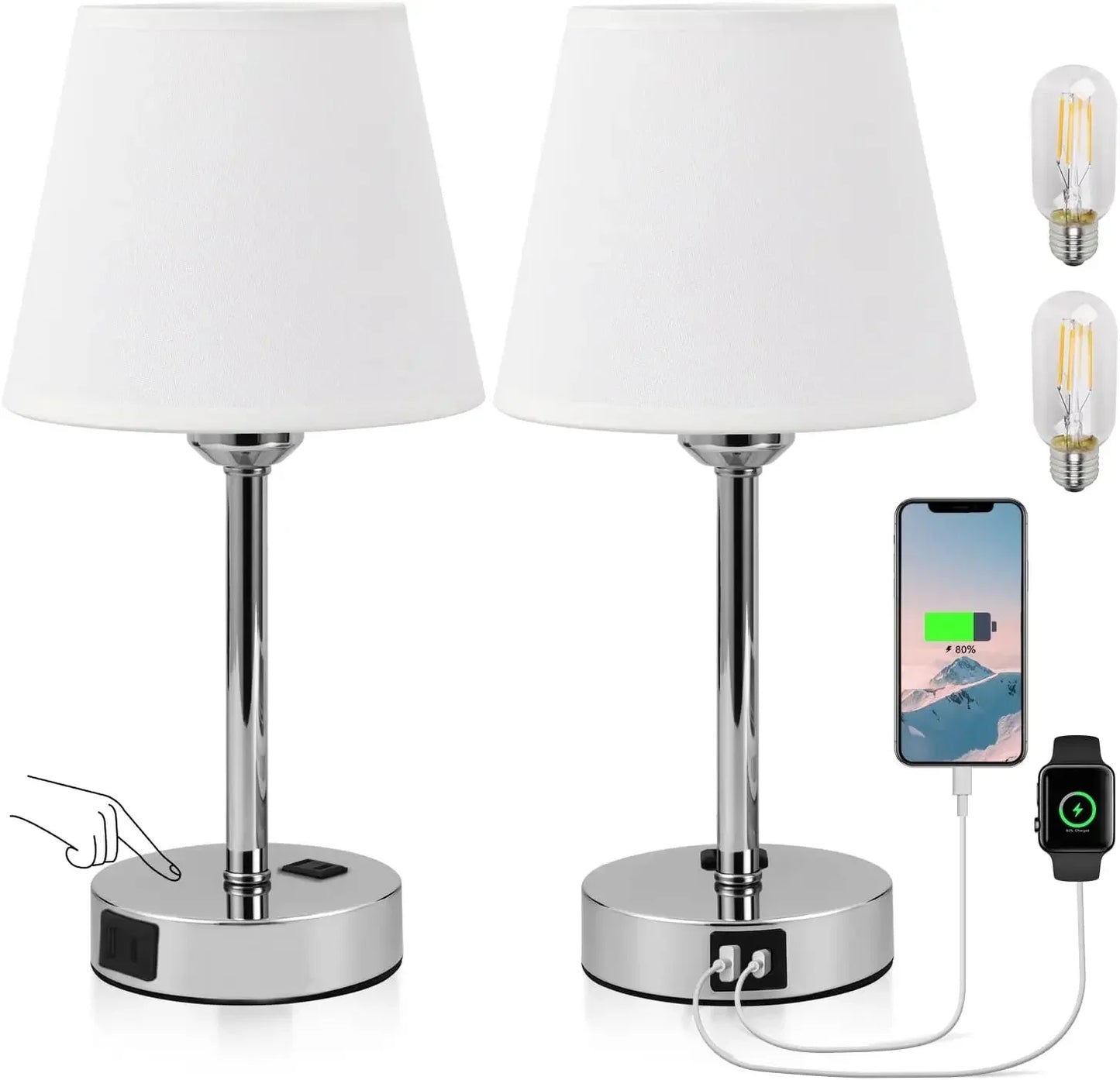 Set of 2  LED Charging Lamps