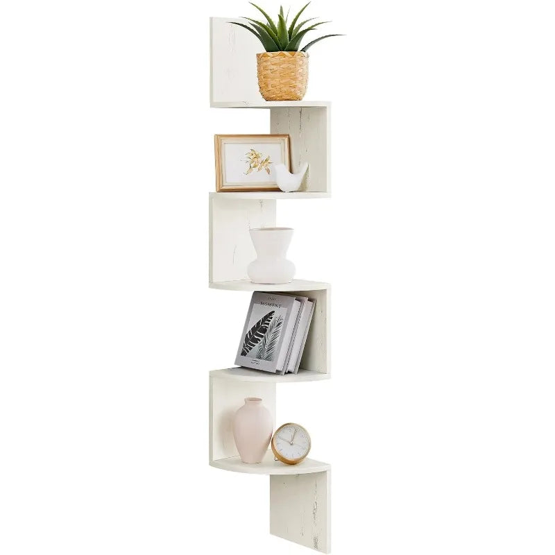 5-Tier Floating Corner Bookshelf