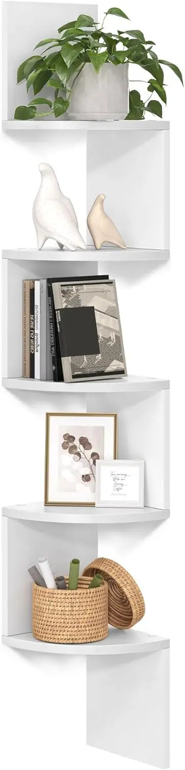 5-Tier Floating Corner Bookshelf