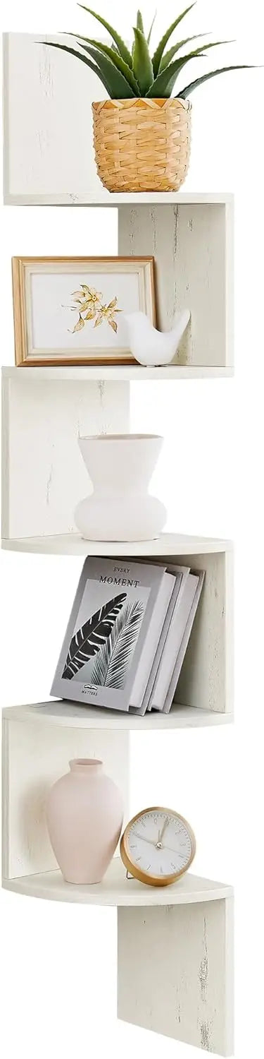 5-Tier Floating Corner Bookshelf