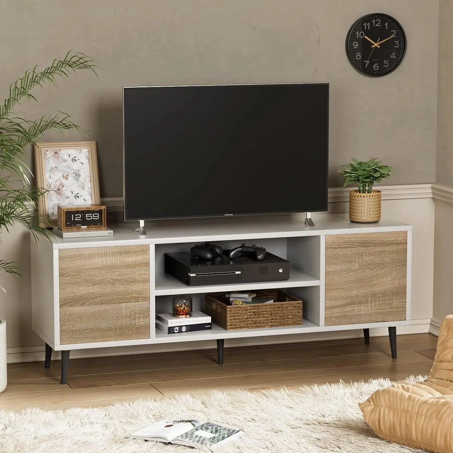 Entertainment Center With Two Storage Cabinets