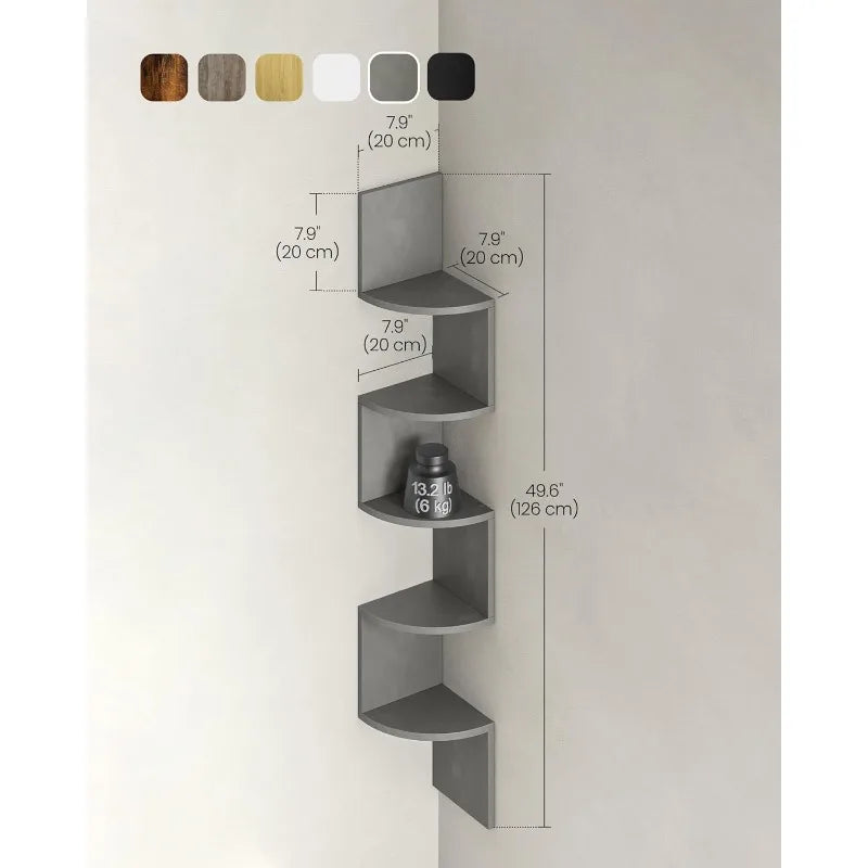 5-Tier Floating Corner Bookshelf