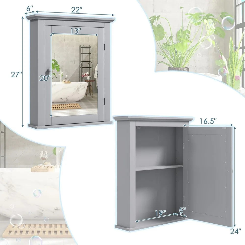 Farmhouse Bathroom Cabinet with Mirror