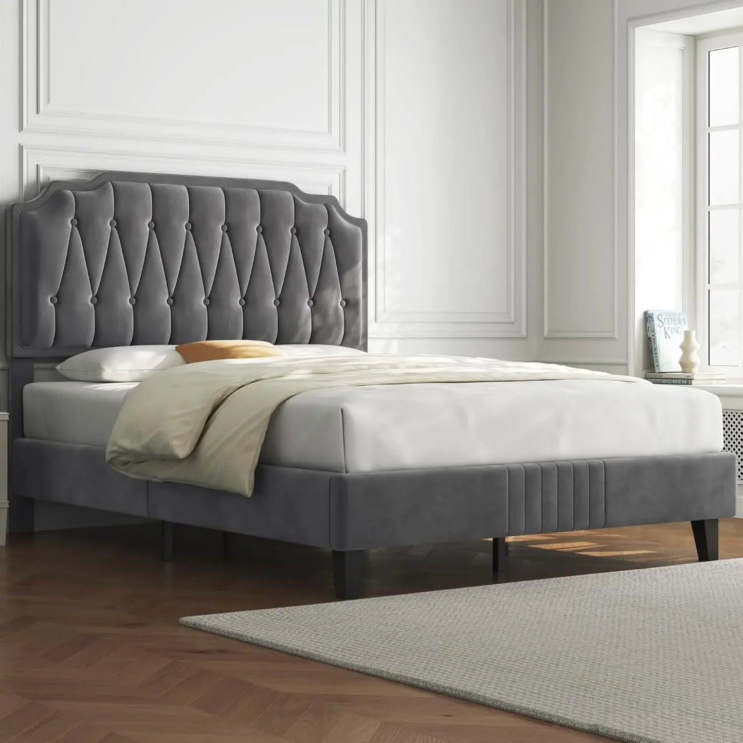 Velvet Upholstered Platform Bed