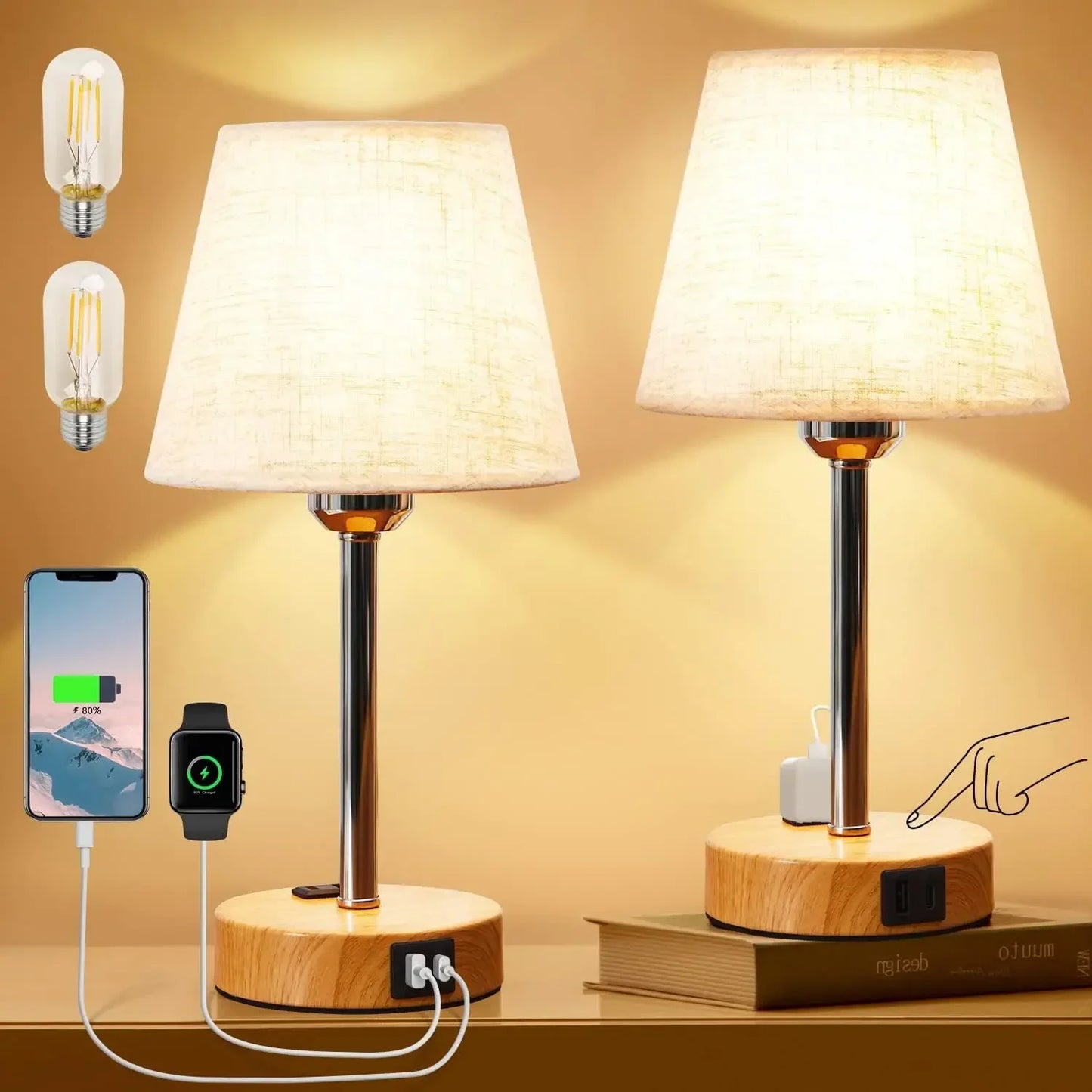 Set of 2  LED Charging Lamps