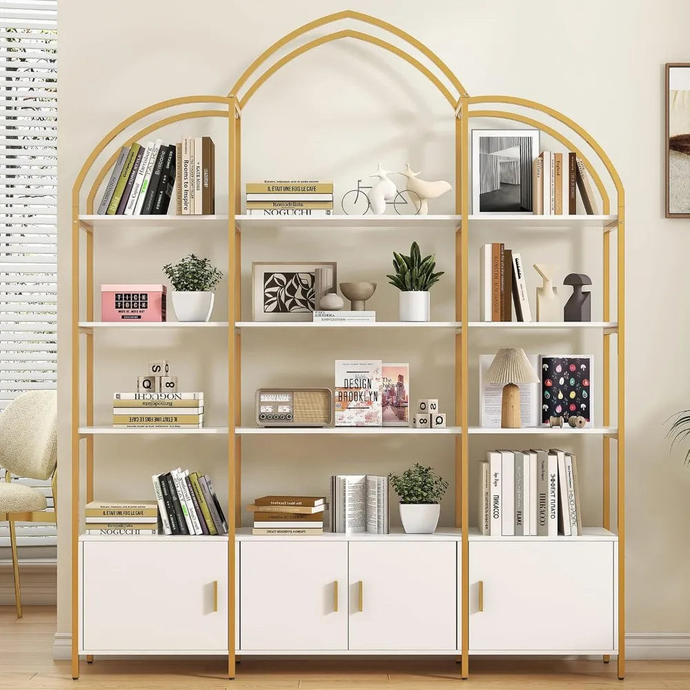 Triple Wide Arched Bookshelf