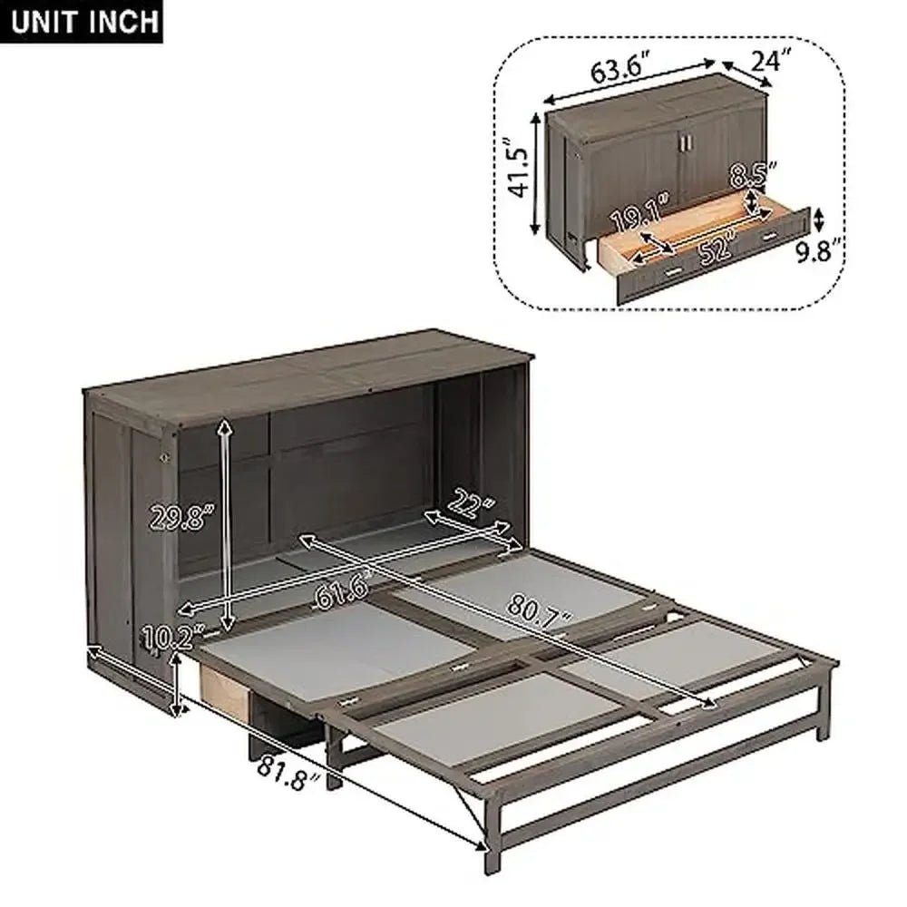 Queen Murphy Bed Cabinet with Charging