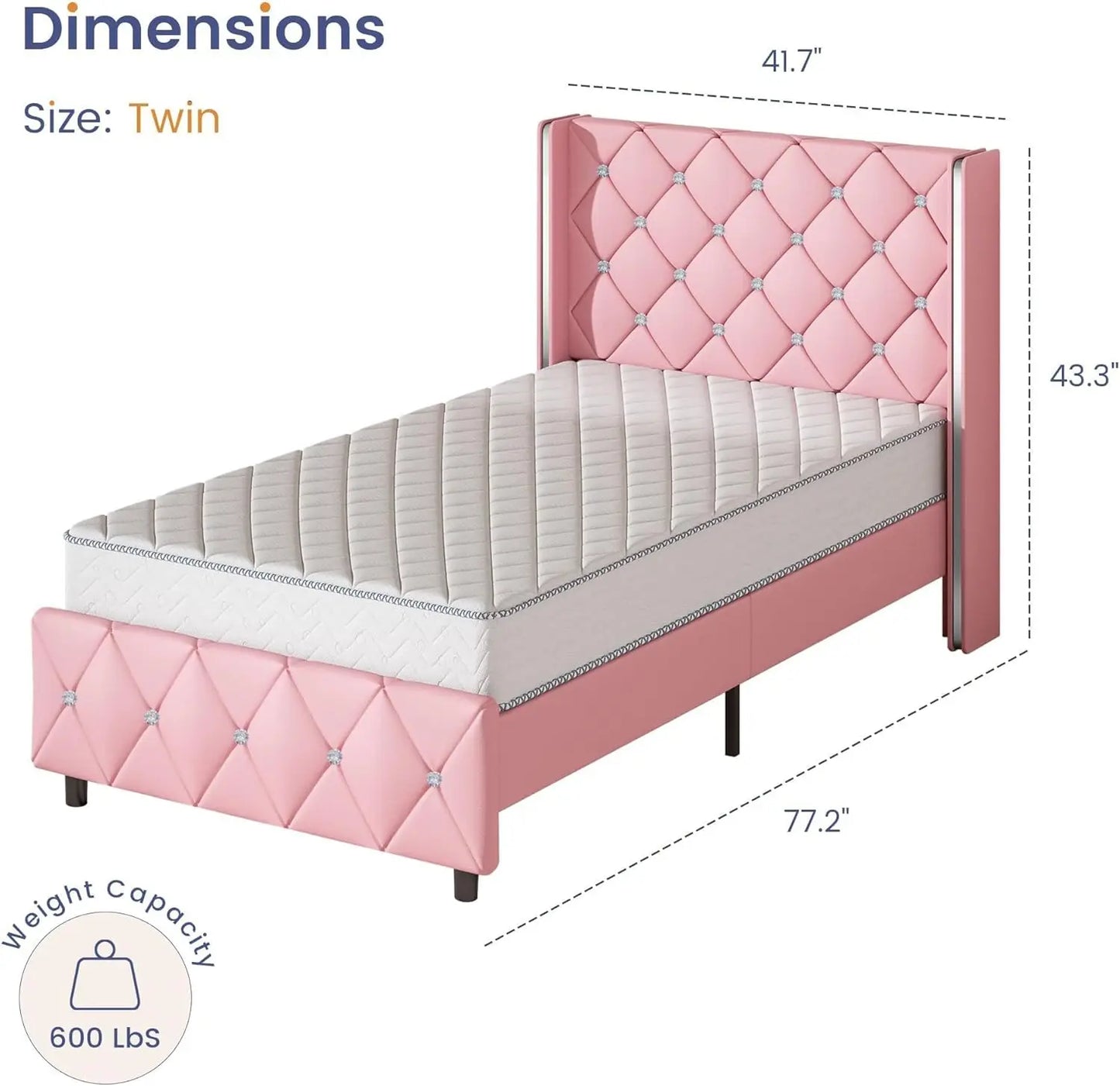 Upholstered Bed Frame with Diamond Tufted Headboard