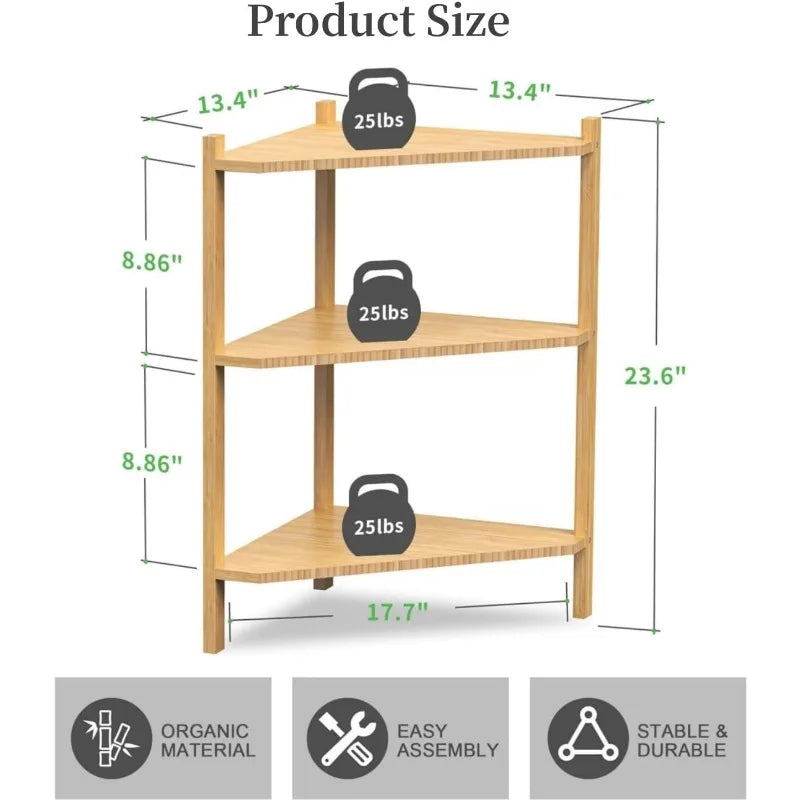 Bamboo Shower Corner Shelf