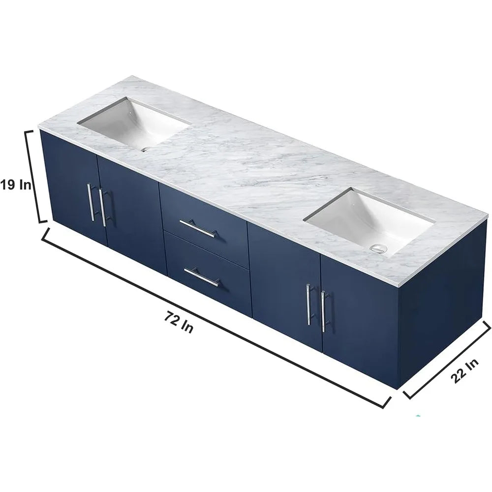 Floating Double Bath Vanity with Marble Top