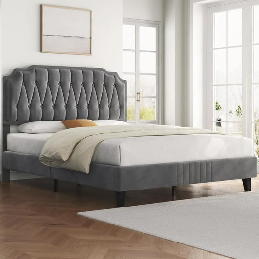 Velvet Upholstered Platform Bed