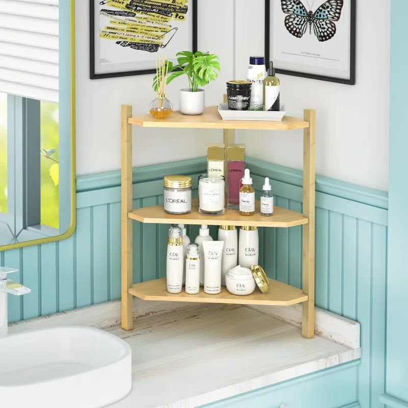 Bamboo Shower Corner Shelf