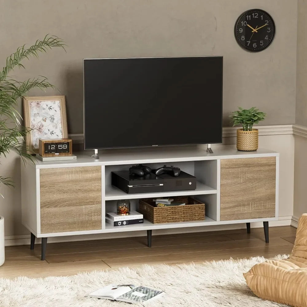 Entertainment Center With Two Storage Cabinets