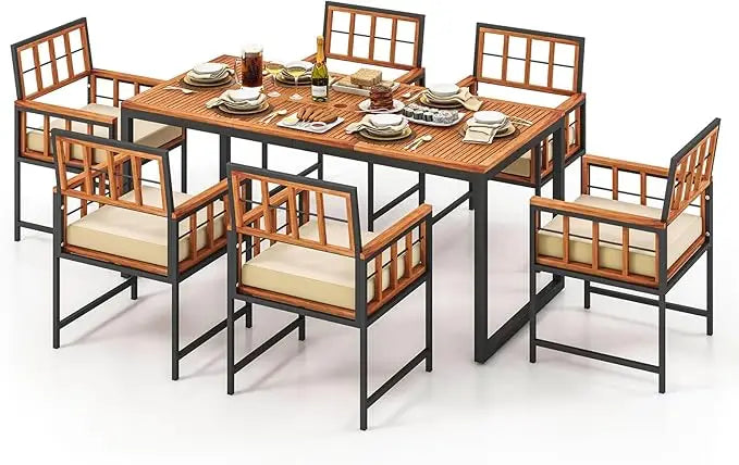 Acacia Wood Outdoor Dining Set