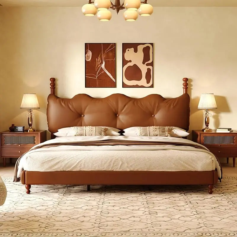 Faux Leather Platform Bed