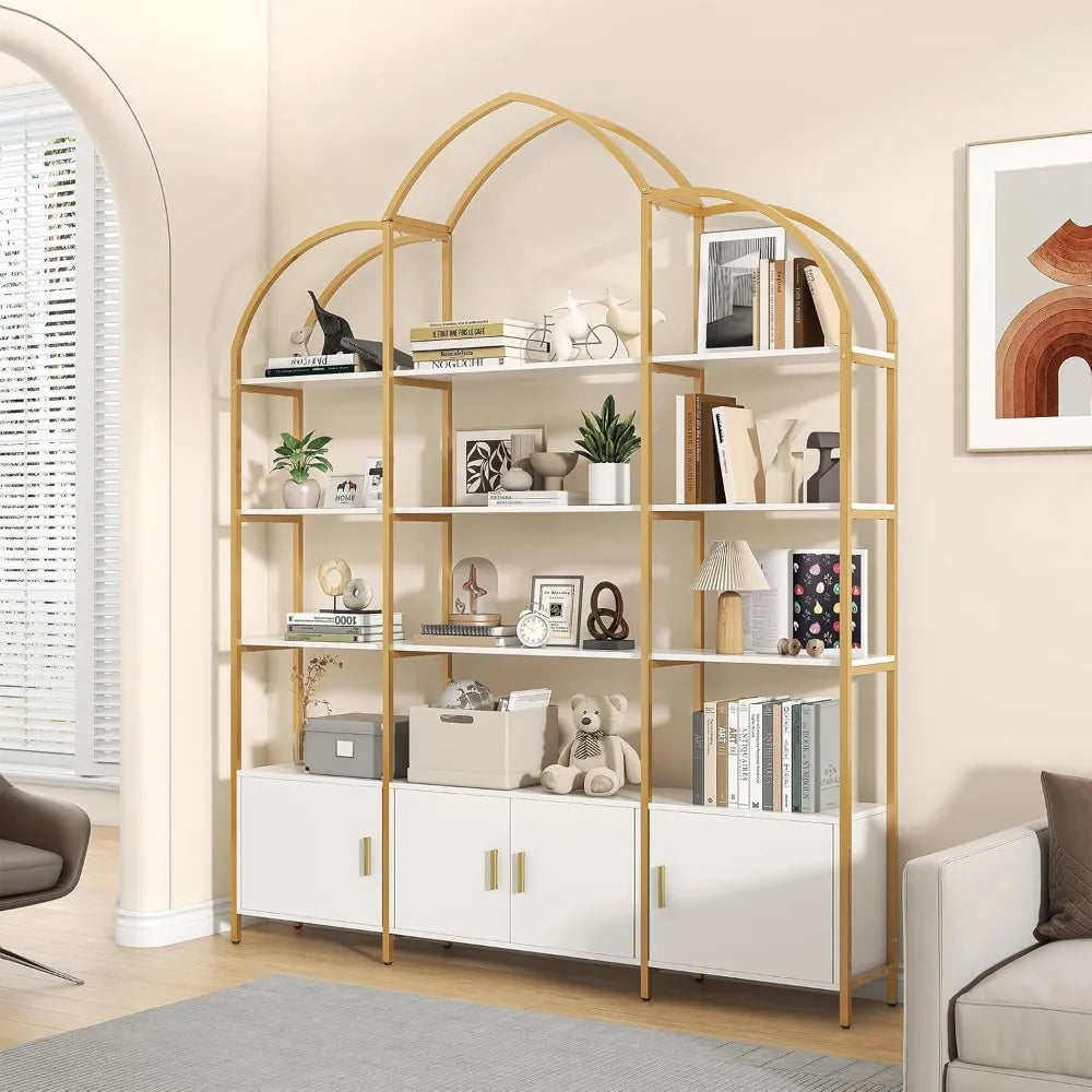 Triple Wide Arched Bookshelf