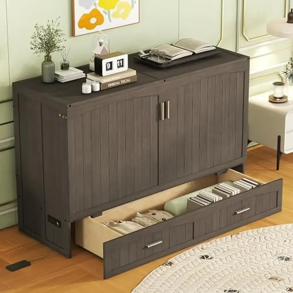 Queen Murphy Bed Cabinet with Charging