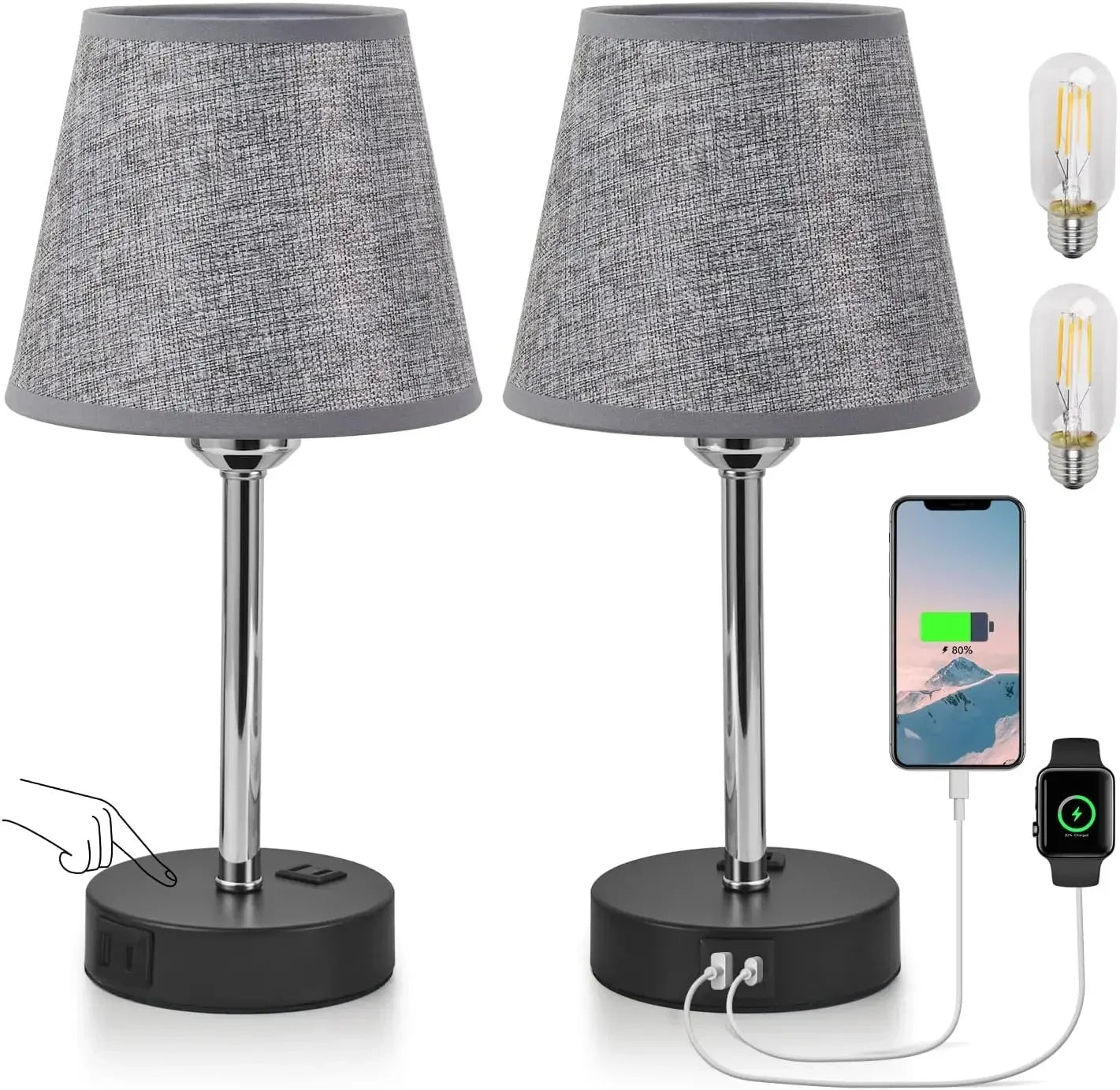 Set of 2  LED Charging Lamps