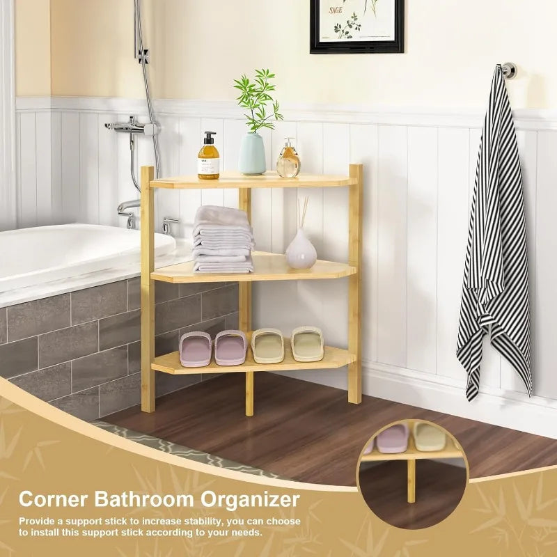 Bamboo Shower Corner Shelf